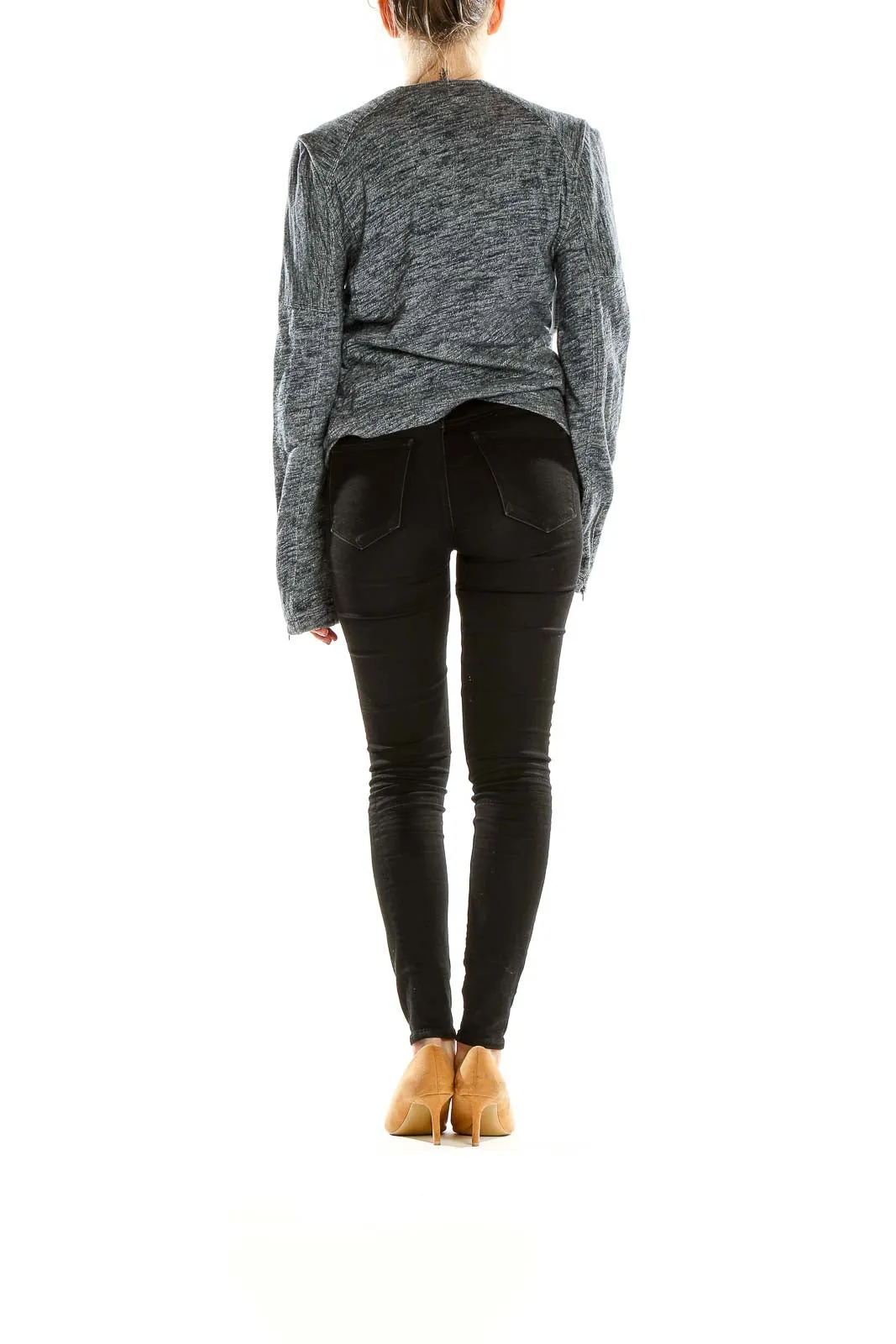 Gray Heathered Moto-Style Jacket
