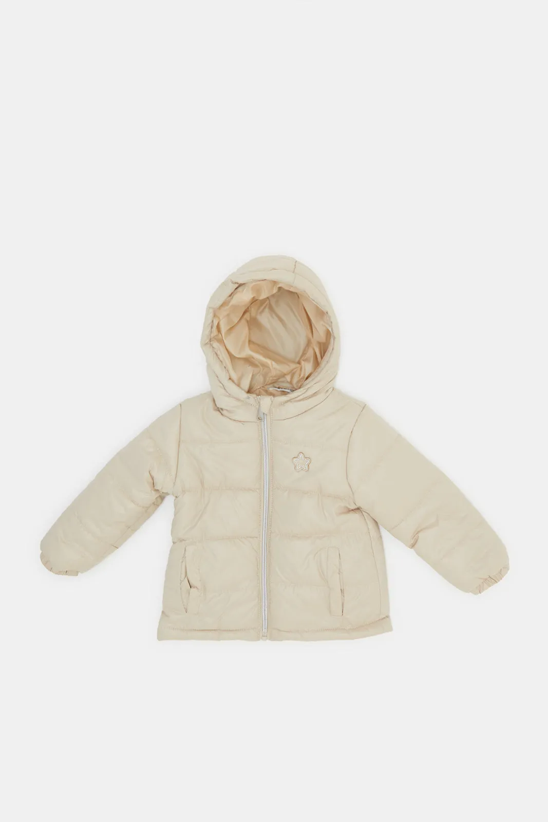 Infant Girls Beige Hooded Jacket