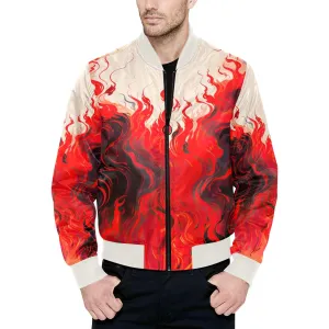 Japanese Abstract Flames Quilted Bomber Jacket