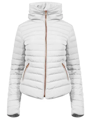 Jenny Funnel Neck Quilted Jacket in Ivory  - Tokyo Laundry