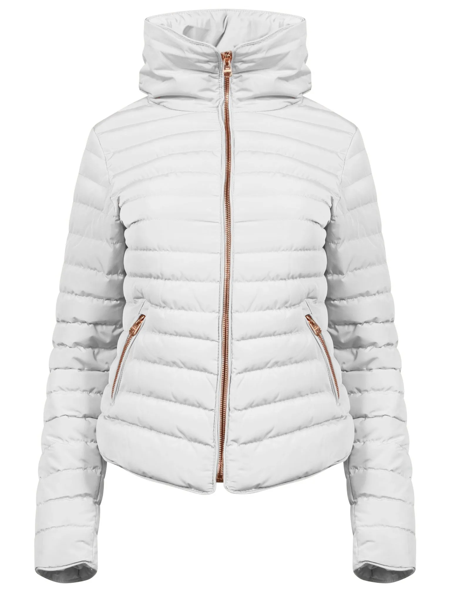 Jenny Funnel Neck Quilted Jacket in Ivory  - Tokyo Laundry