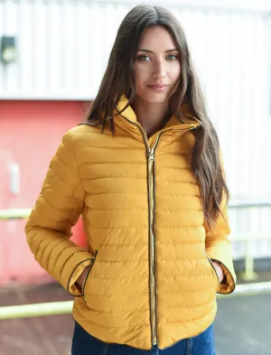 Jenny Funnel Neck Quilted Jacket in Old Gold - Tokyo Laundry
