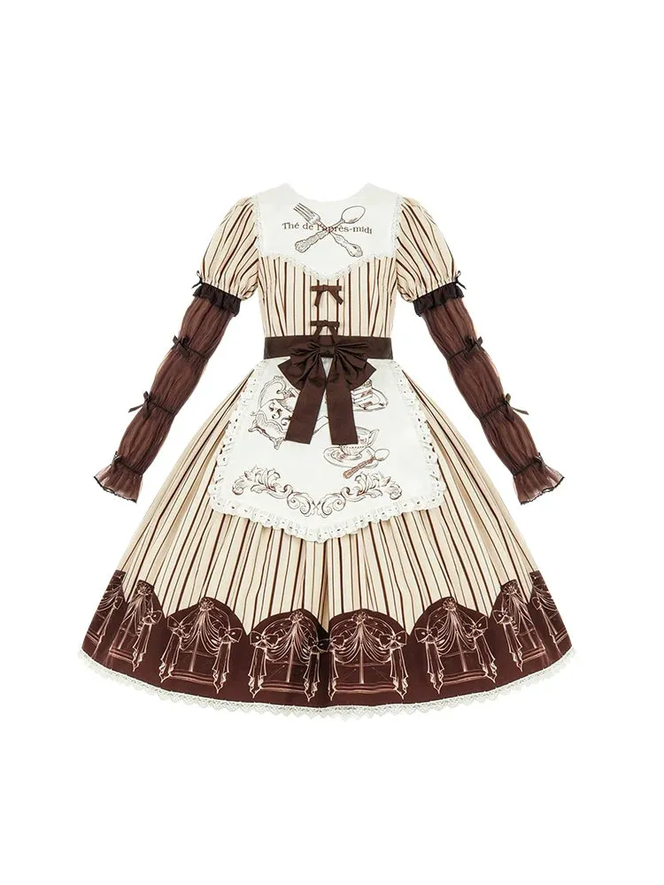 leg brown ribbon tea Afternoon apron warmers dress