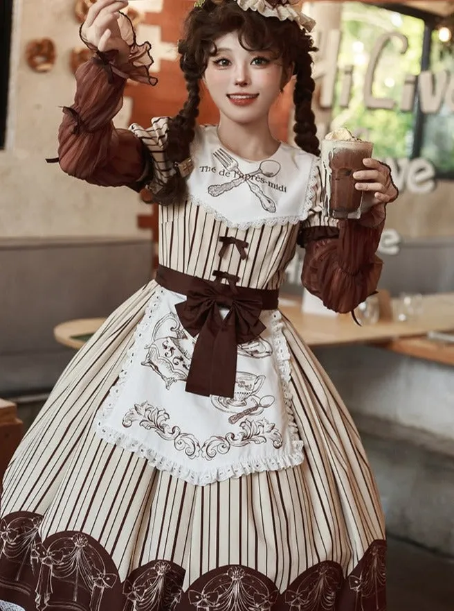 leg brown ribbon tea Afternoon apron warmers dress