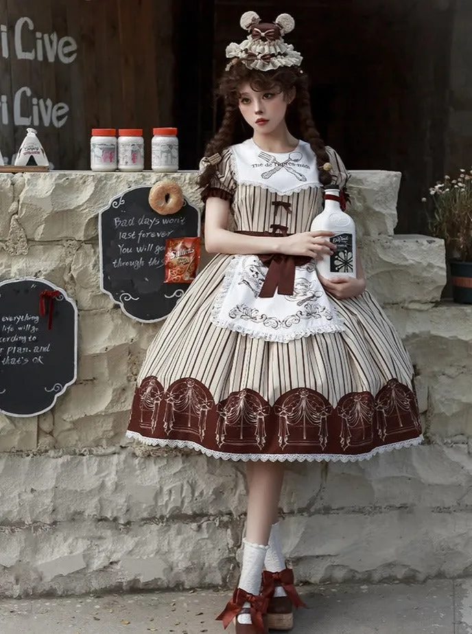 leg brown ribbon tea Afternoon apron warmers dress