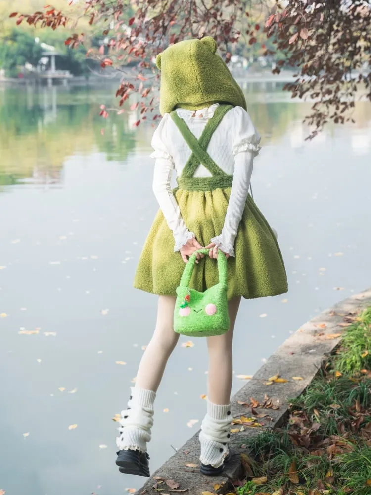 Little Frog Green  Fleece Detachable Hat
