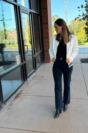 Long Sleeve Quilted Front Full Zip Sweater Jacket