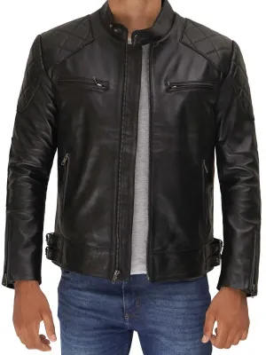 Mens Black Quilted David Beckham's Leather Jacket