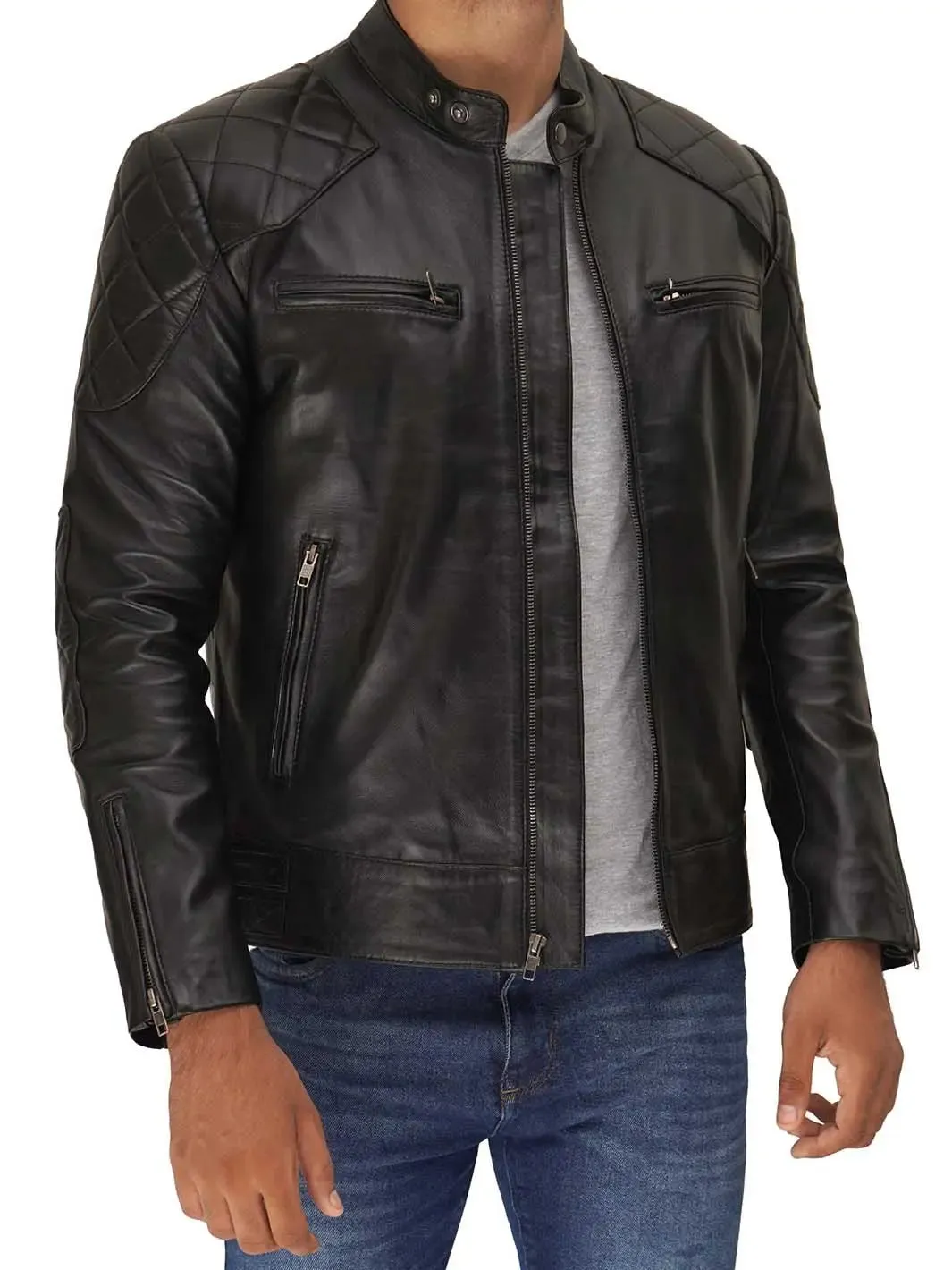 Mens Black Quilted David Beckham's Leather Jacket