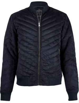 Myers Quilted Suede Bomber Jacket in Navy