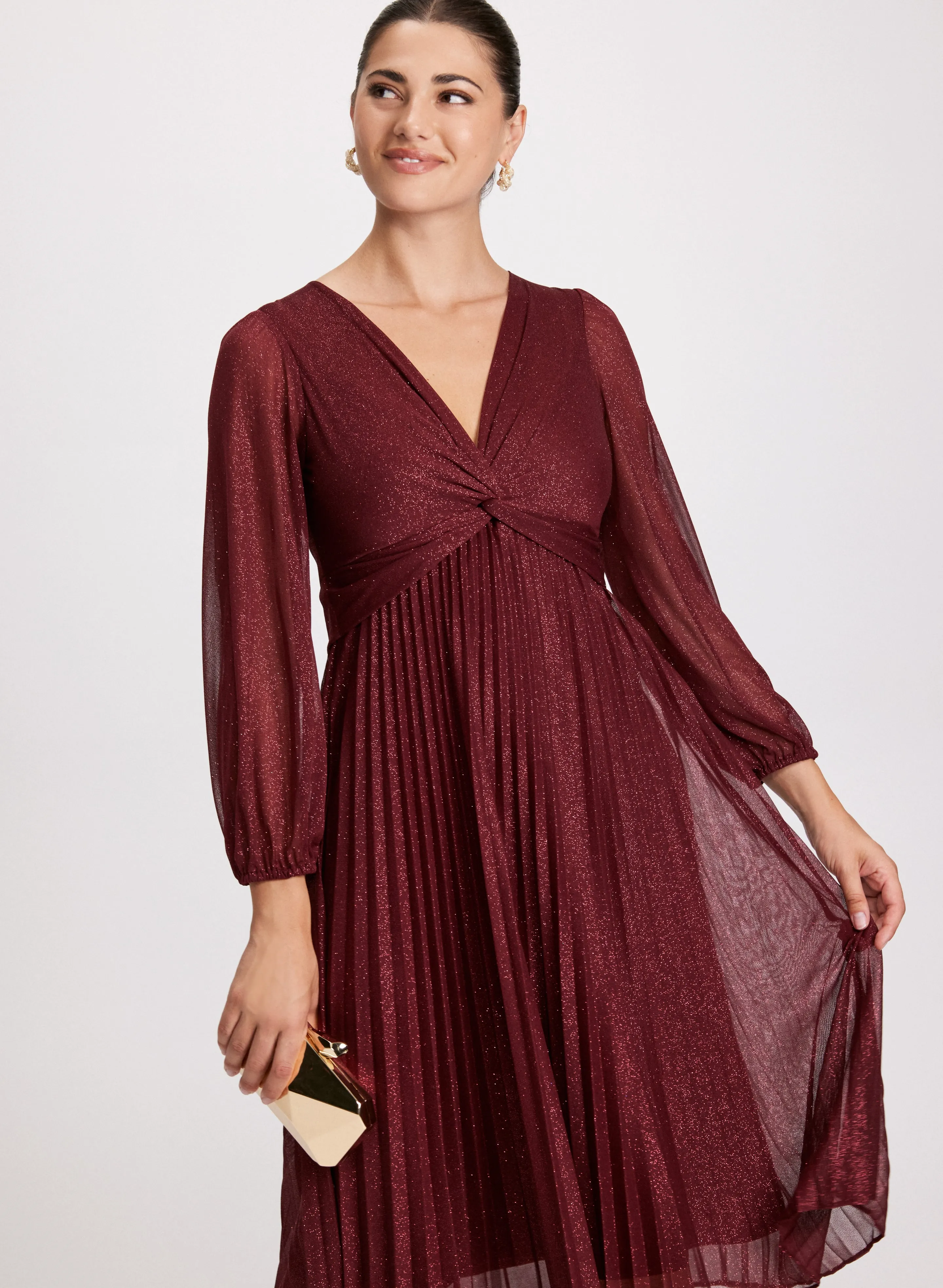Pleated Chiffon Dress