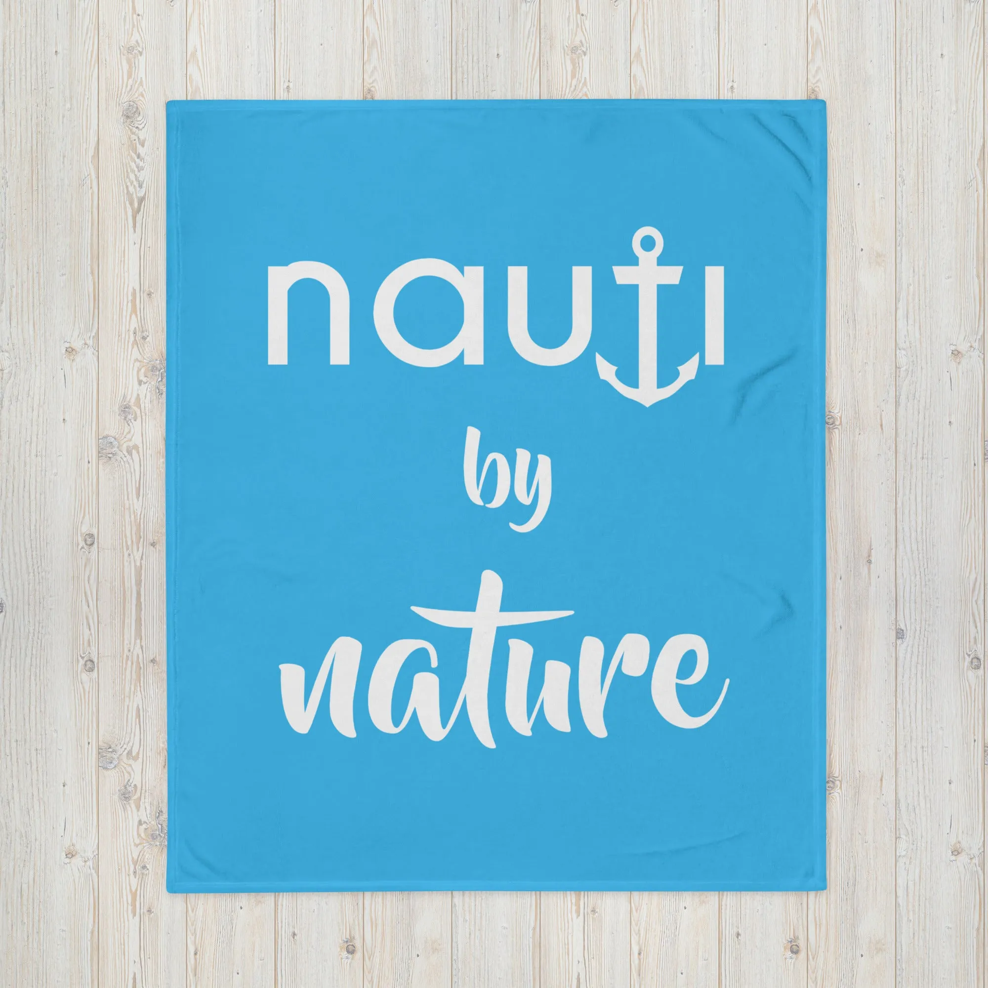 "NAUTI BY NATURE" Blanket in deep sky blue with white logo