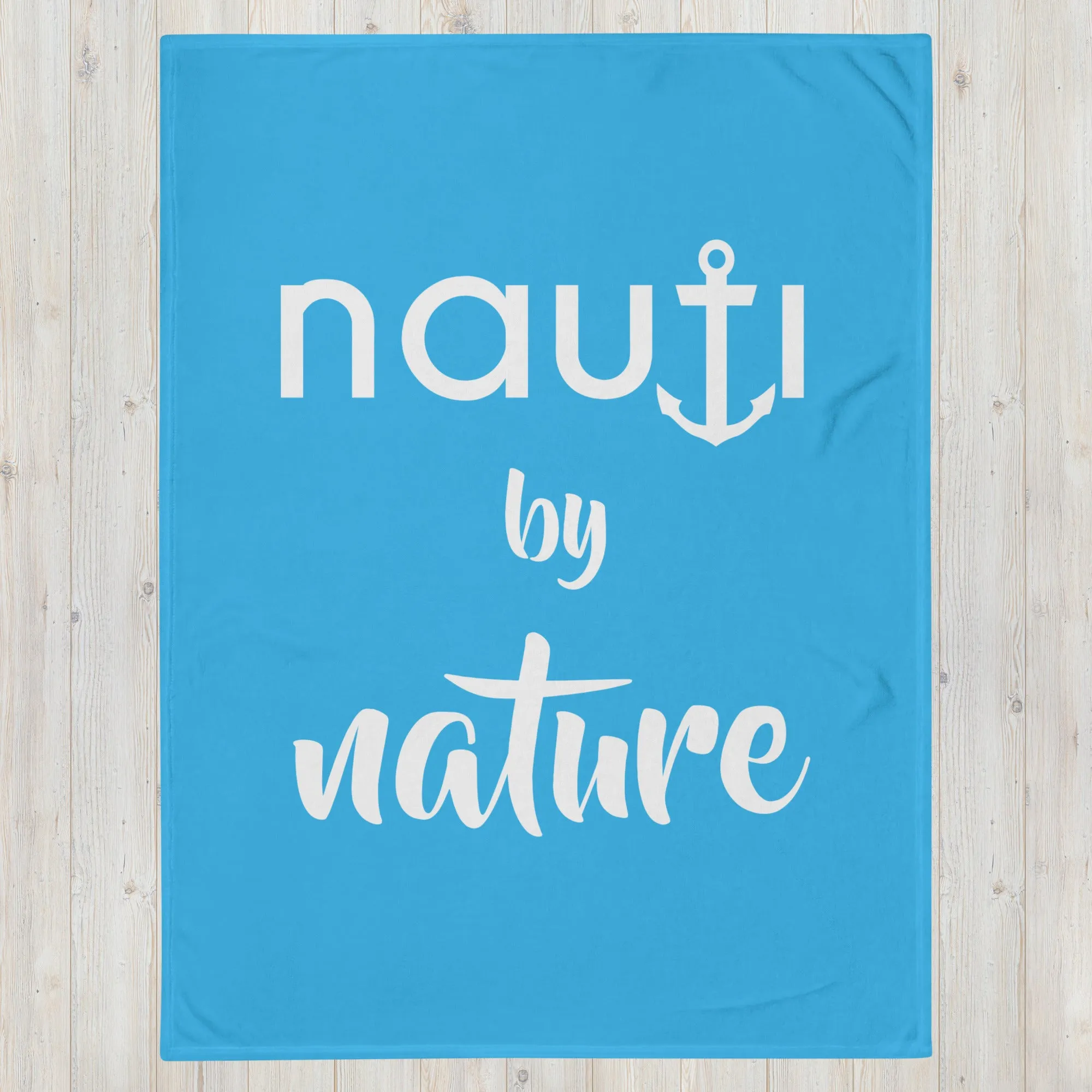 "NAUTI BY NATURE" Blanket in deep sky blue with white logo