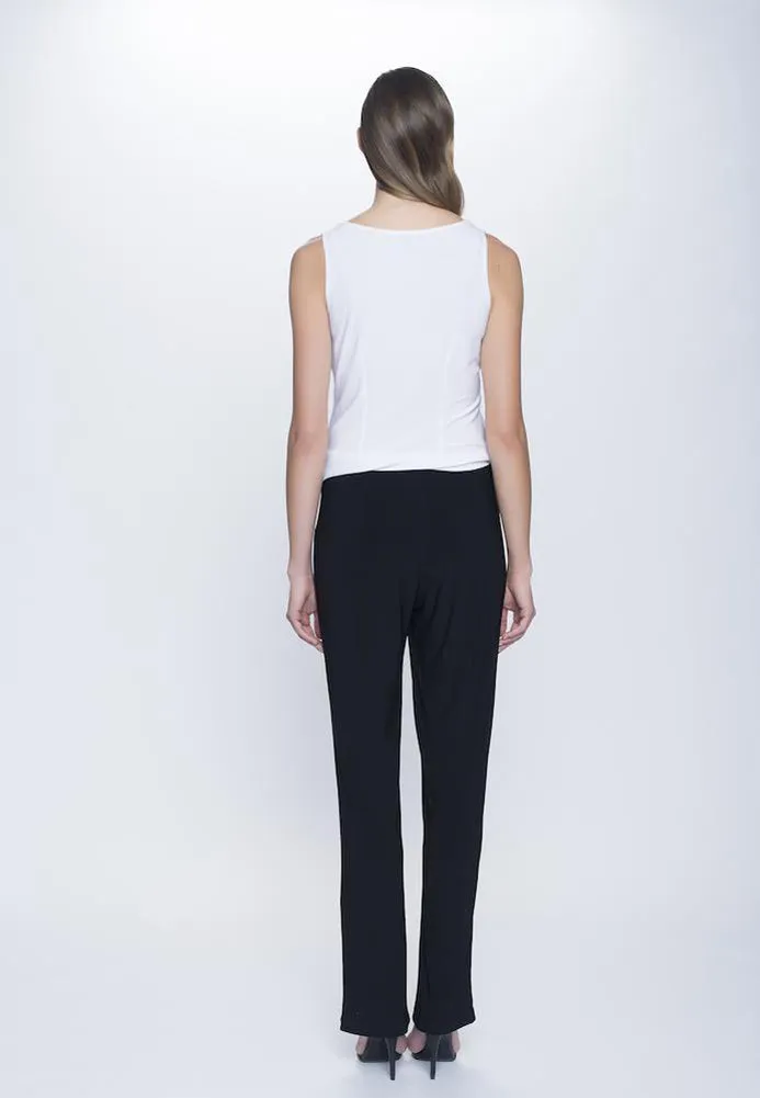Reg Pull on Straight Let Pant in Black by Picadilly