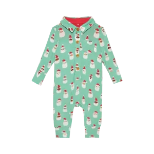Santa Medley - Long Sleeve Collared Henley Long Romper Posh Peanut