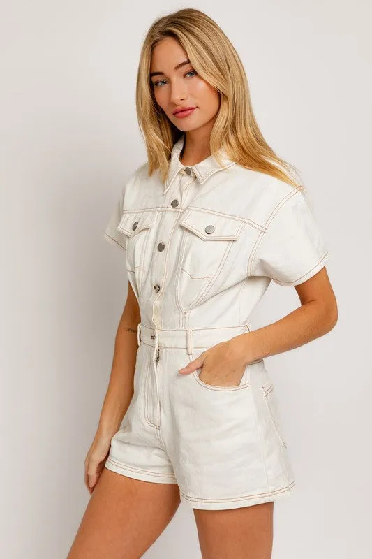 Short Sleeve Denim Romper  * Online Only*