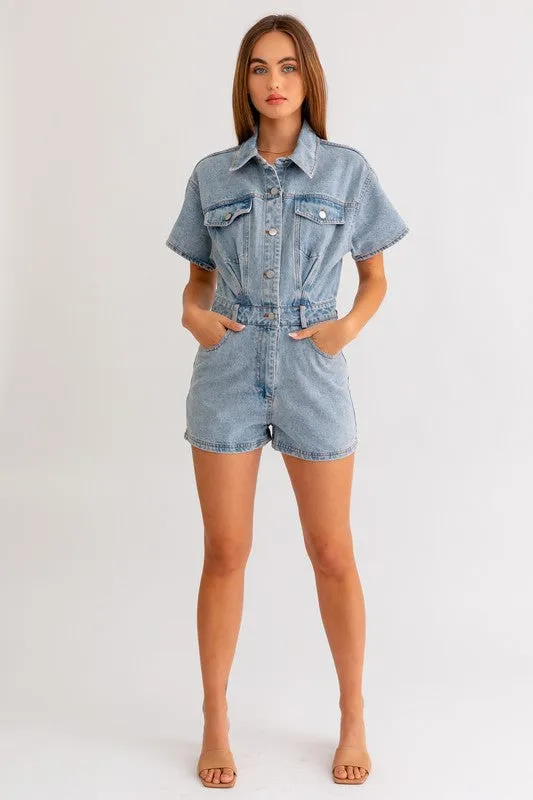 Short Sleeve Denim Romper  * Online Only*