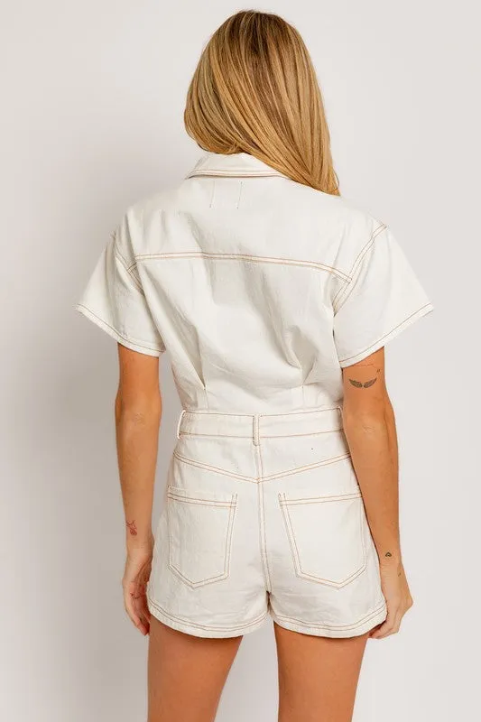 Short Sleeve Denim Romper  * Online Only*