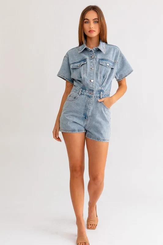 Short Sleeve Denim Romper  * Online Only*