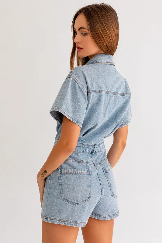 Short Sleeve Denim Romper  * Online Only*