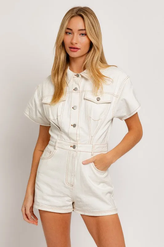 Short Sleeve Denim Romper  * Online Only*