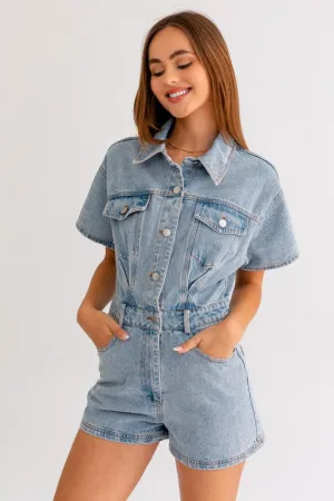 Short Sleeve Denim Romper  * Online Only*