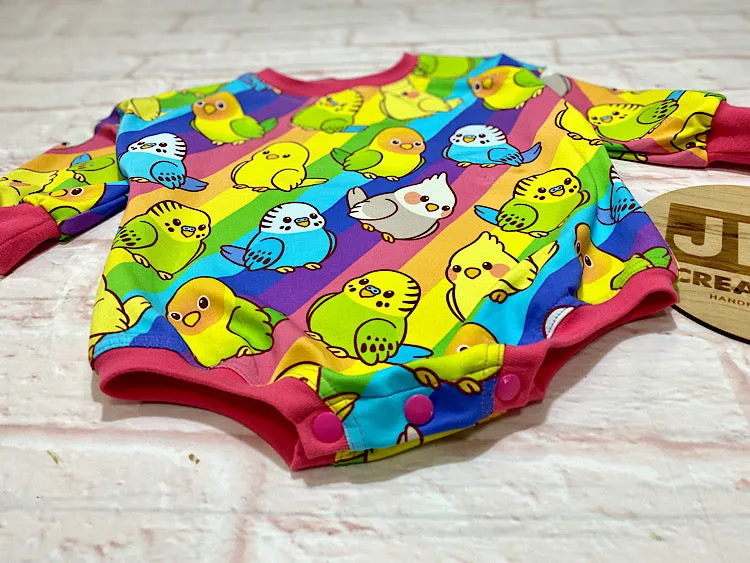 Size 18-24m Sweater Romper - Rainbow Budgies