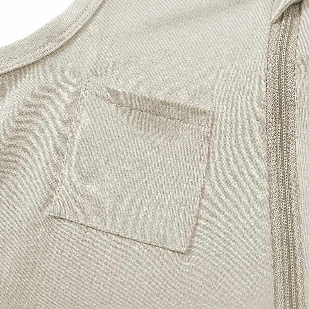 Sleeveless Bamboo Zipper Romper - 2 Pack (Apricot & Blue)