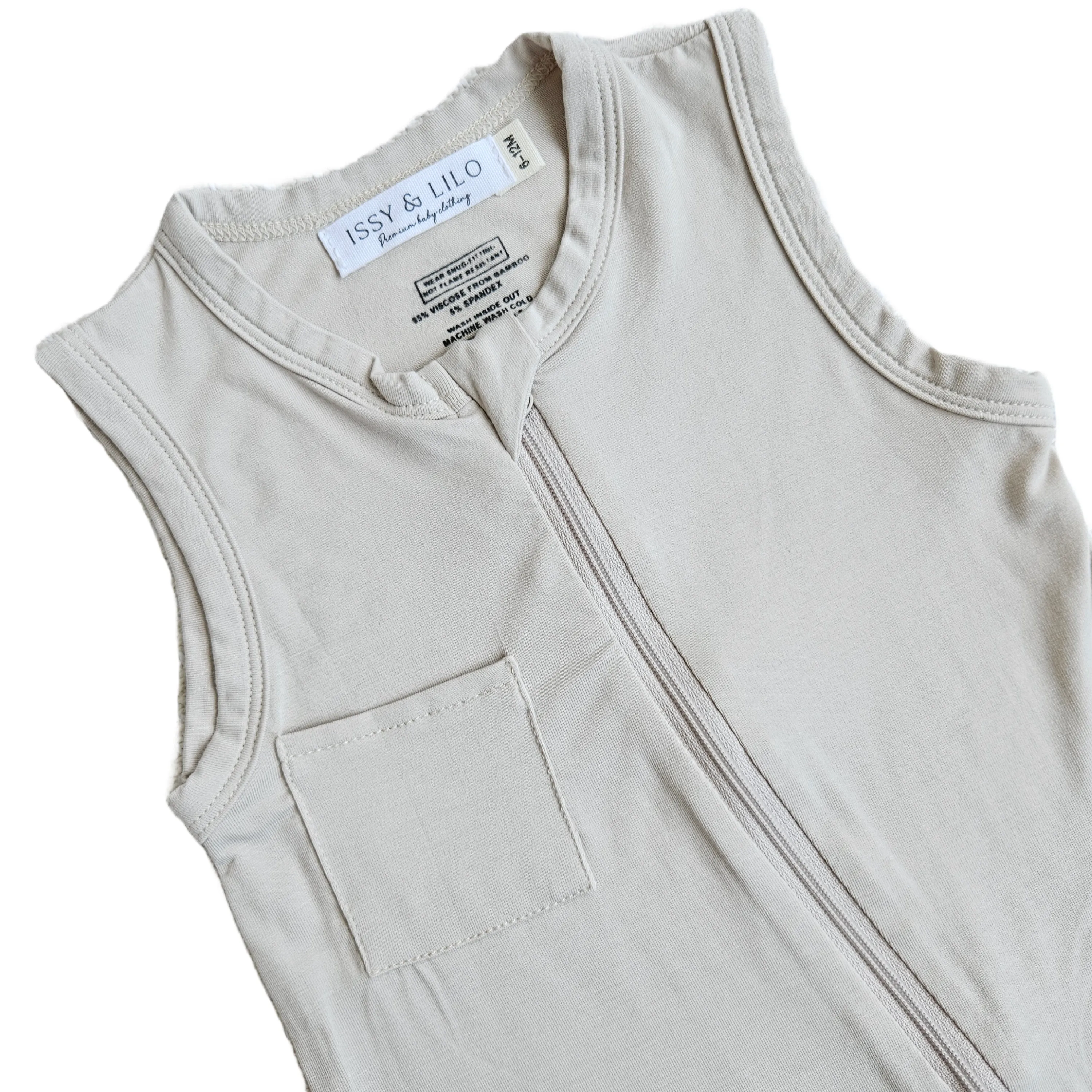 Sleeveless Bamboo Zipper Romper - 2 Pack (Apricot & Blue)