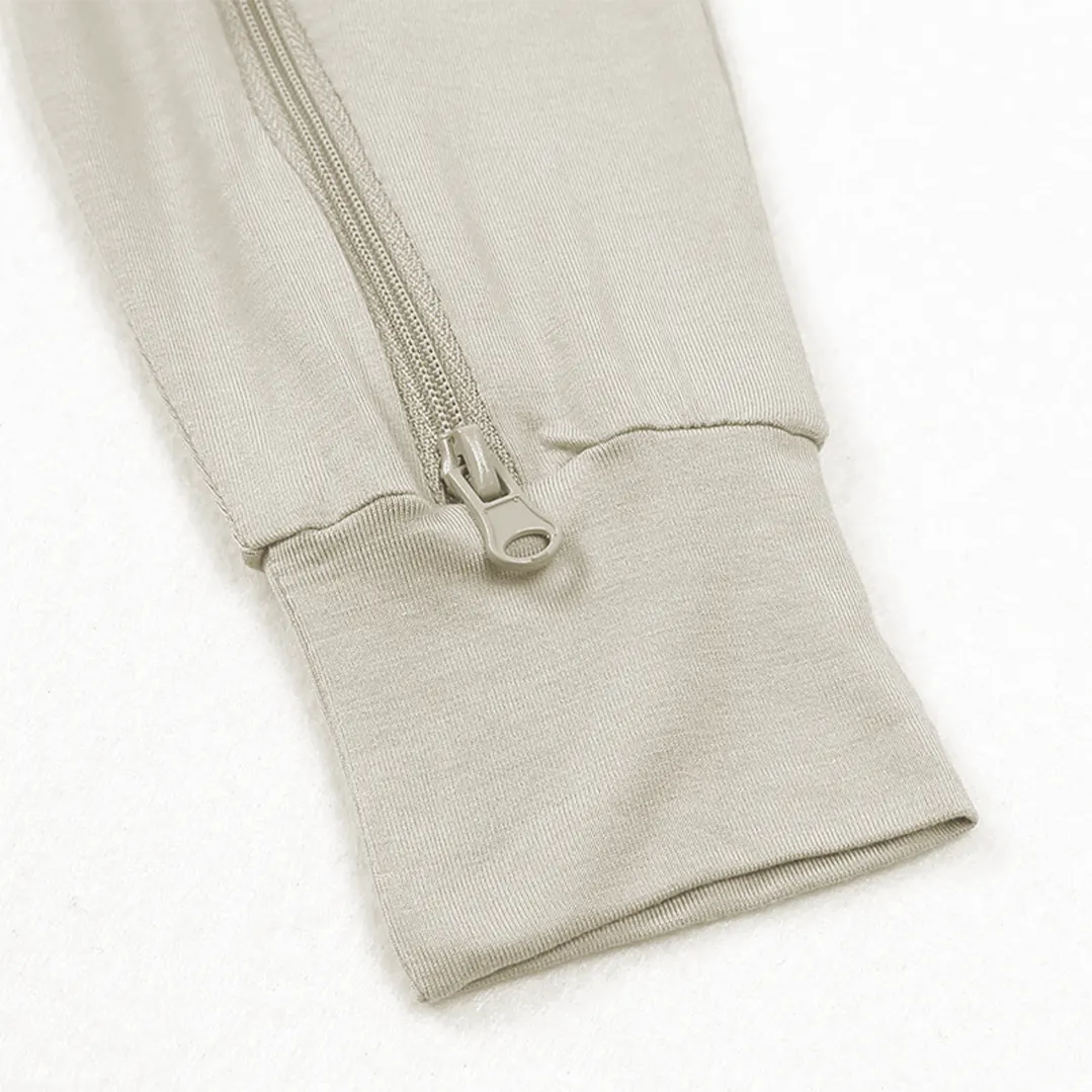 Sleeveless Bamboo Zipper Romper - 2 Pack (Apricot & Blue)