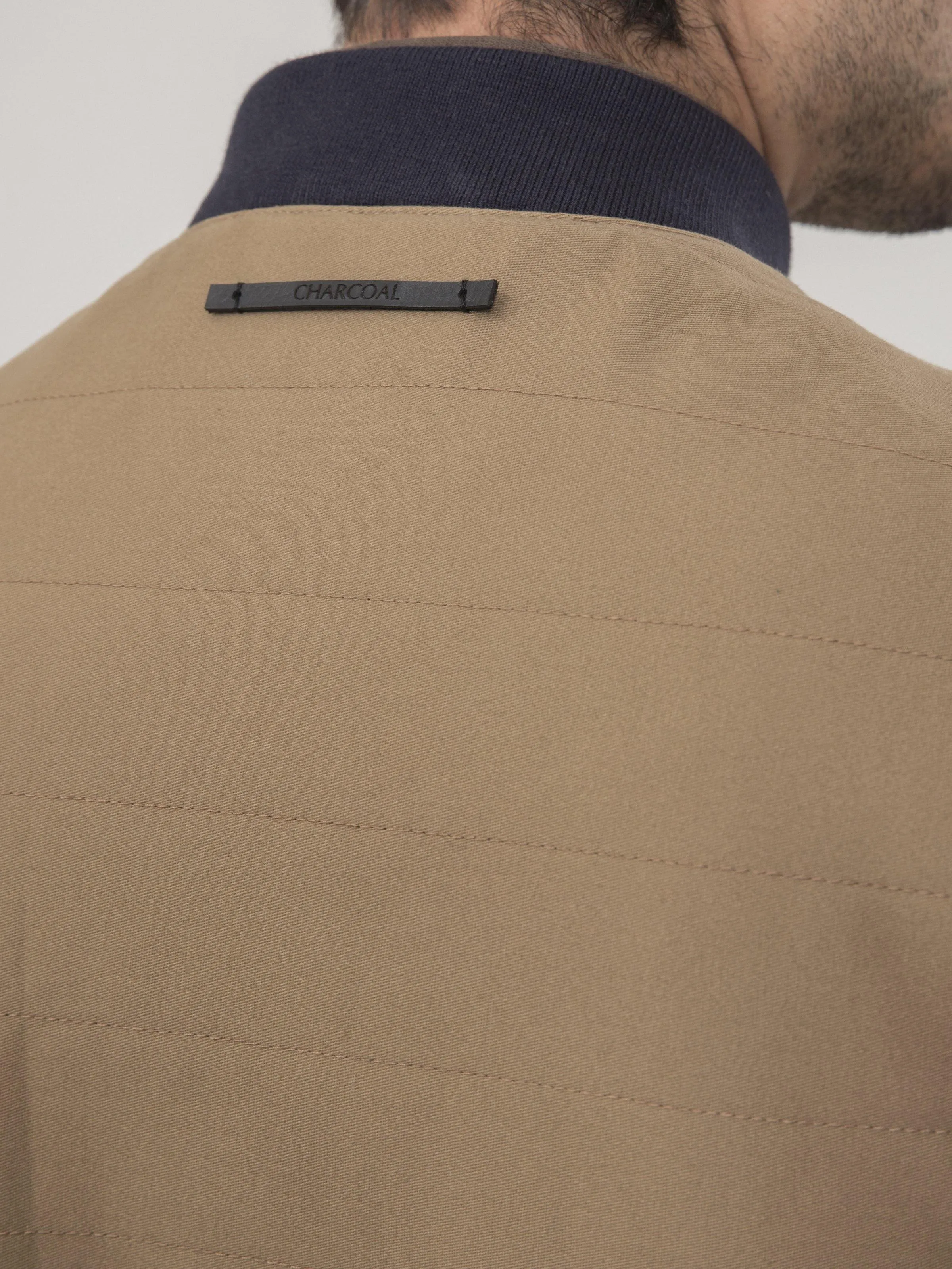 SLEEVELESS  QUILTED  DARK KHAKI JACKET