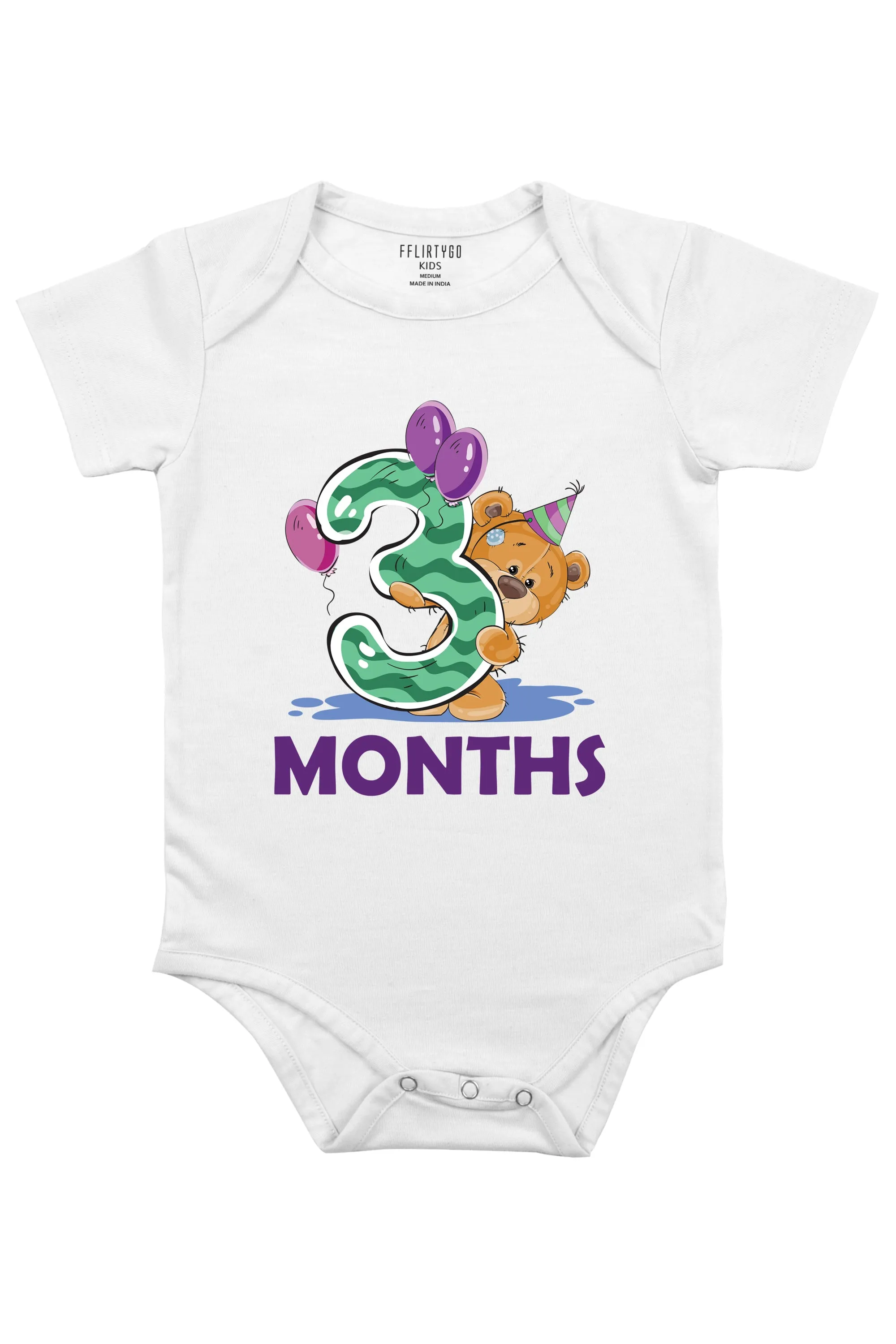 Three Months Milestone - Teddy Baby Romper | Onesies