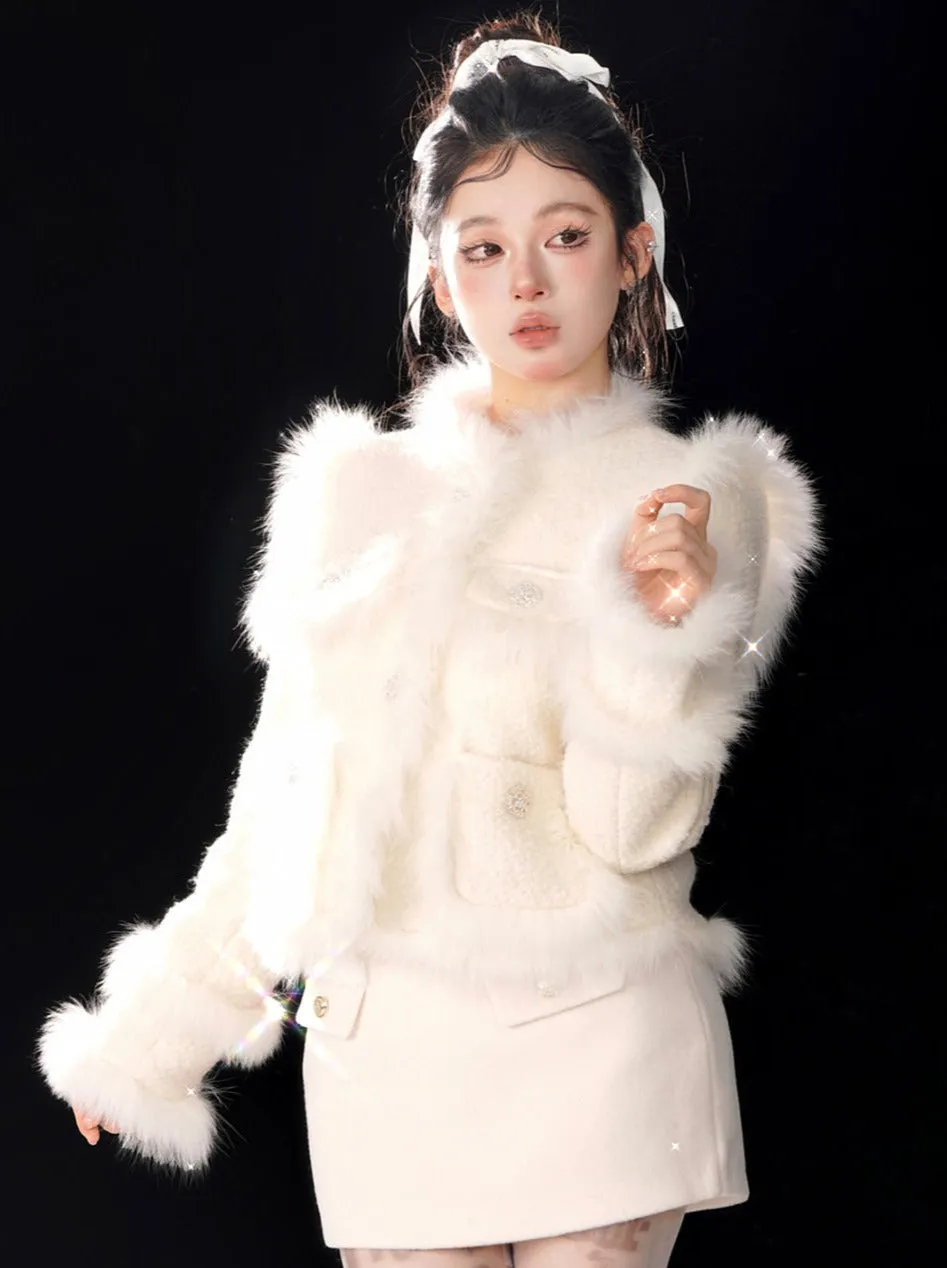 Tweed Fox Tea Apricot Jacket Fur Sweet Snow