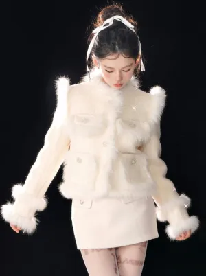 Tweed Fox Tea Apricot Jacket Fur Sweet Snow