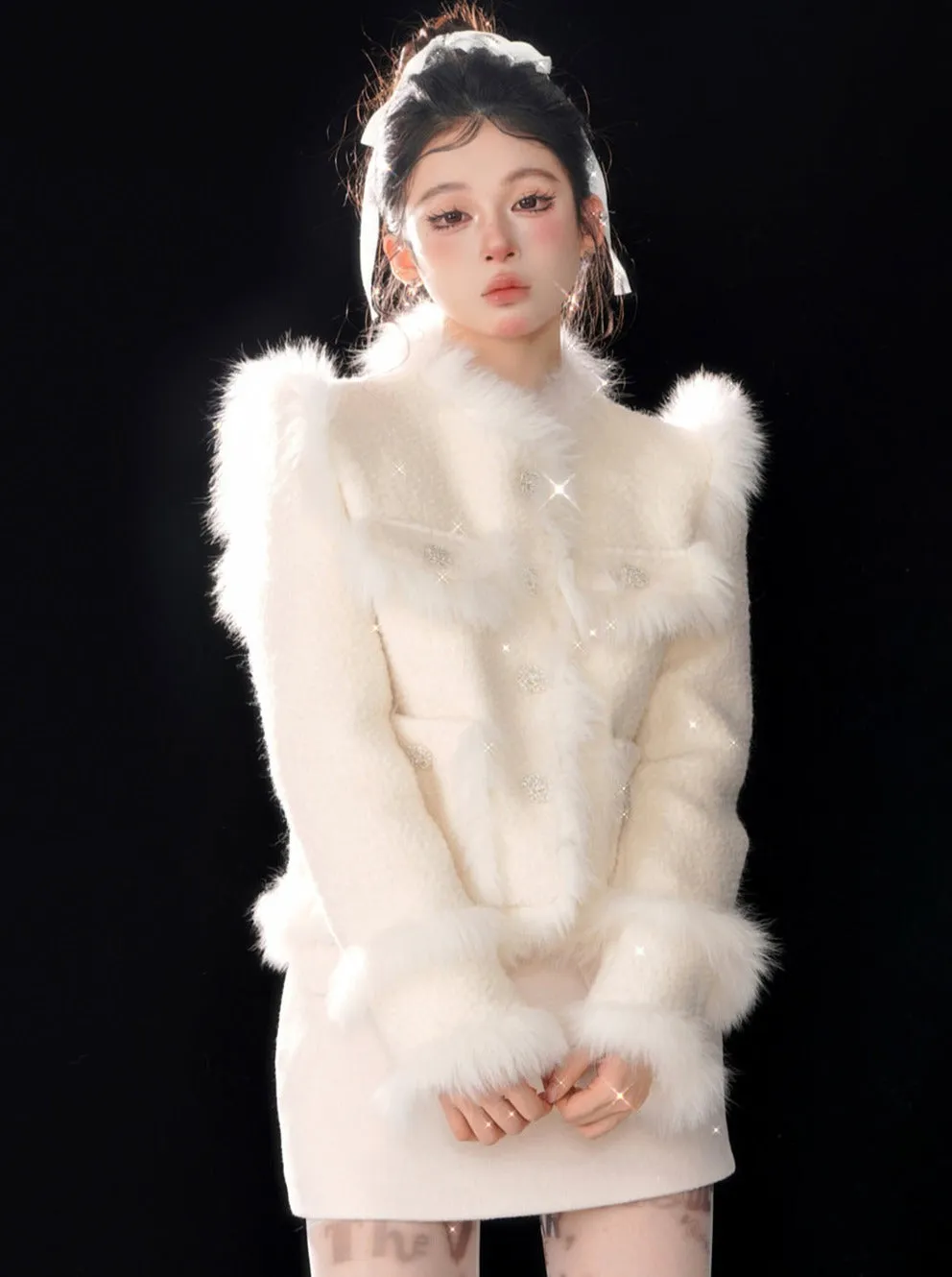 Tweed Fox Tea Apricot Jacket Fur Sweet Snow