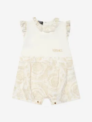 Versace Baby Barocco Logo Romper in Beige