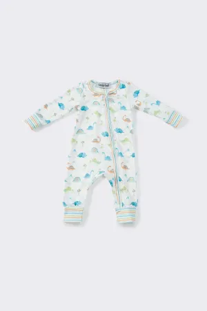 White dinosaur boy romper