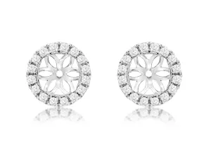 White Gold Diamond Halo Earrings Jackets