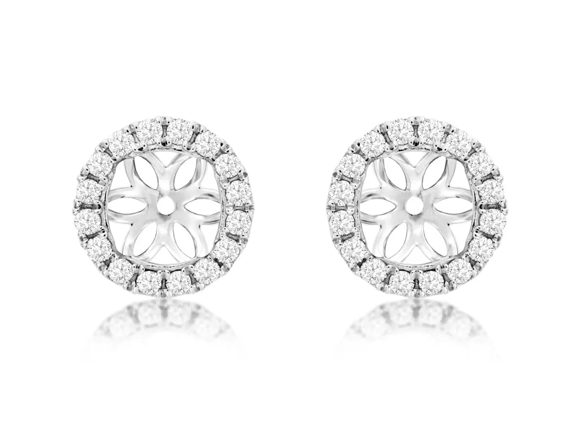 White Gold Diamond Halo Earrings Jackets