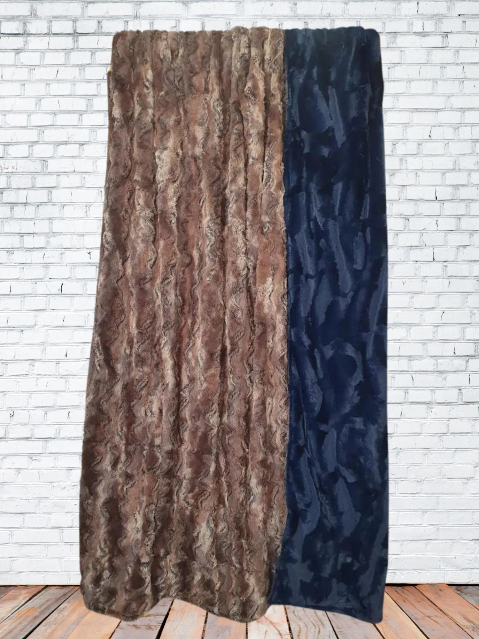 Wild Rabbit Minky and Navy Hide Minky Blanket