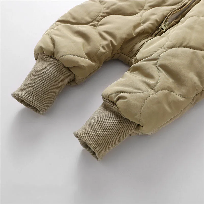 Winter Bear Baby Romper With Fleece Lining