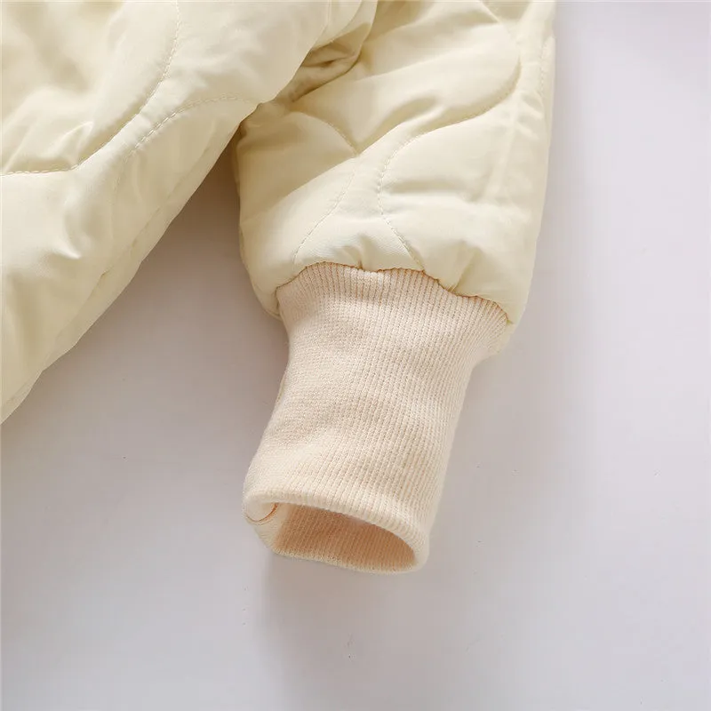 Winter Bear Baby Romper With Fleece Lining
